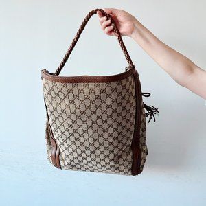 Gucci Rare Large Tote Bag Weave Handle Bamboo